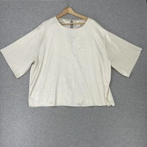 Asos Designs Curve Womens Short Sleeve Silky Top Size 16 Silky Blouse Off White